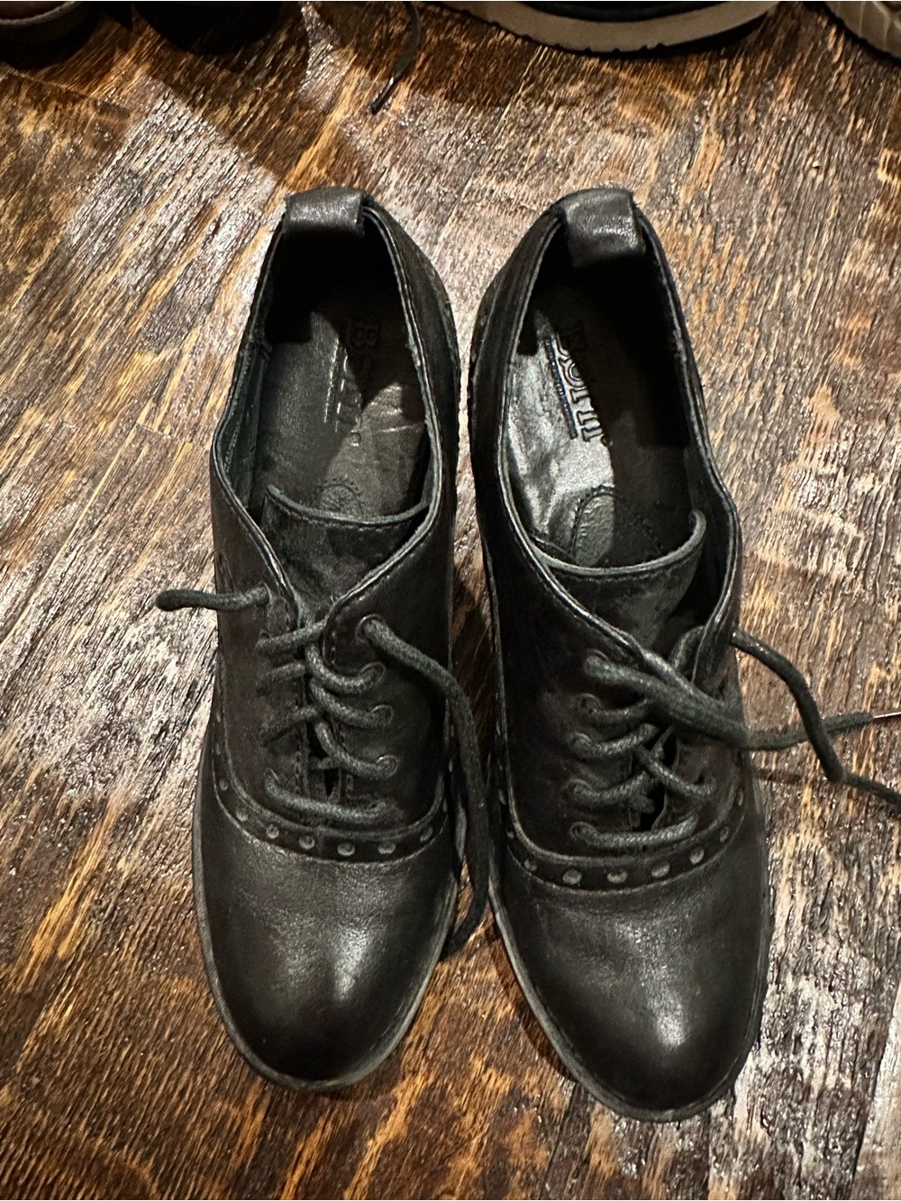 Born Black Lace-Up Women's Brogue Booties